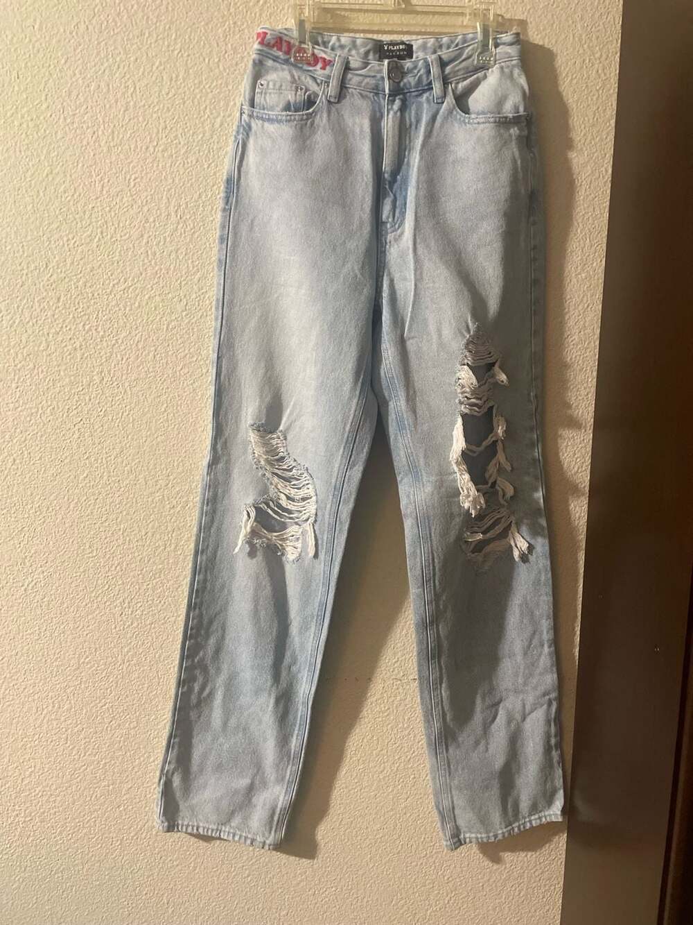 Playboy x PacSun Light Wash Distressed High Rise Jeans